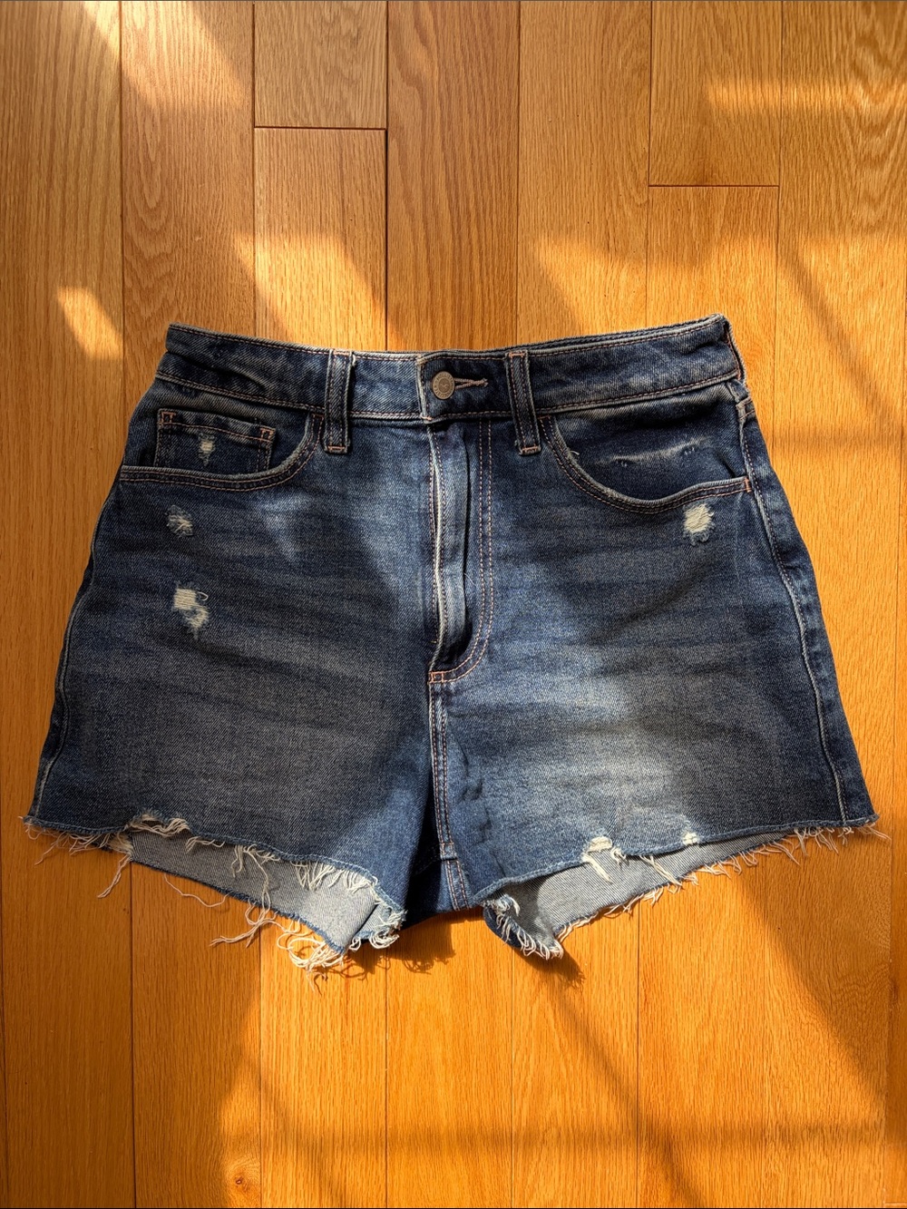 Hollister Dark Wash Distressed Denim Cutoff Shorts